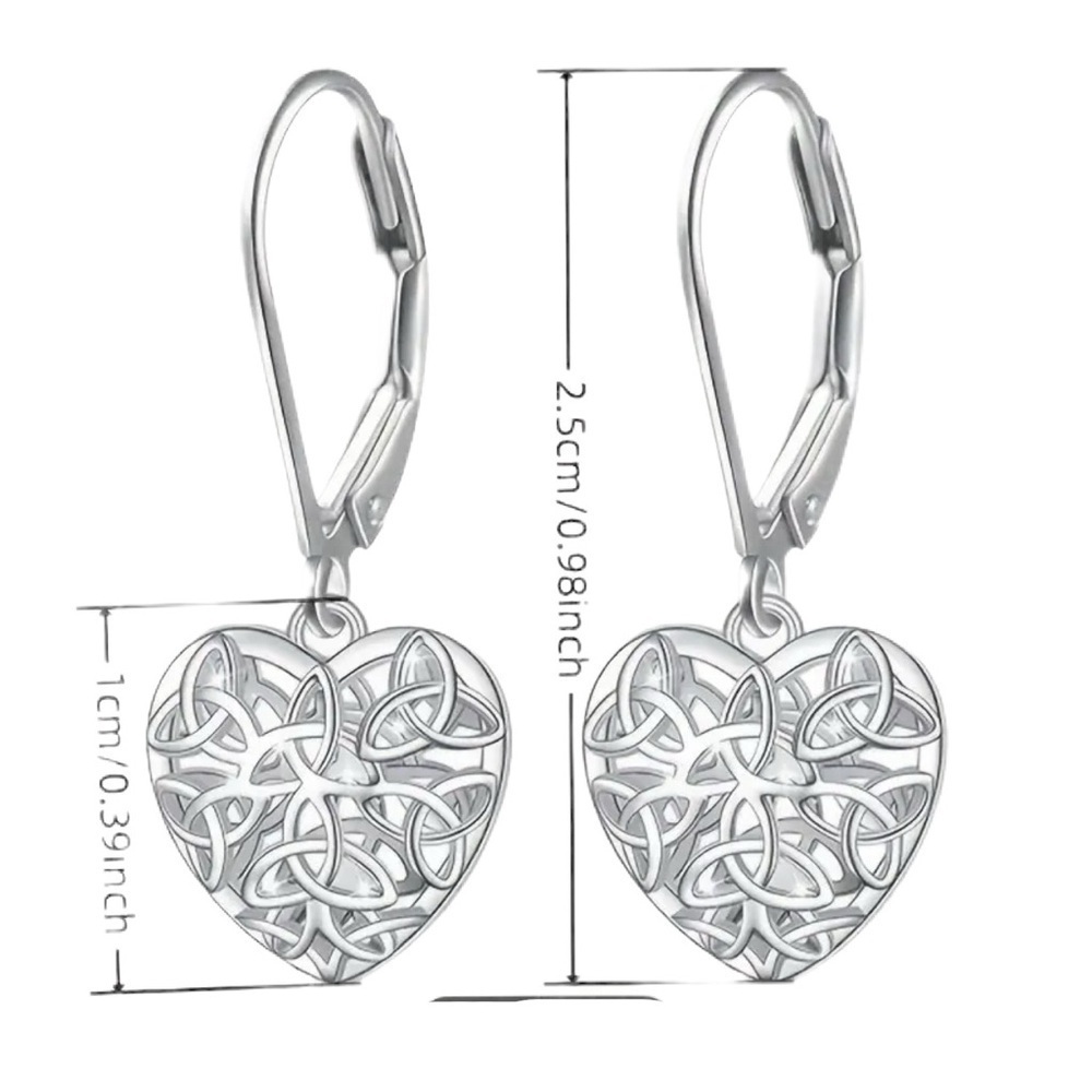 Sterling Silver Hollow Heart Drop Filigree Dangle Earrings - NWT - Picture 6 of 6